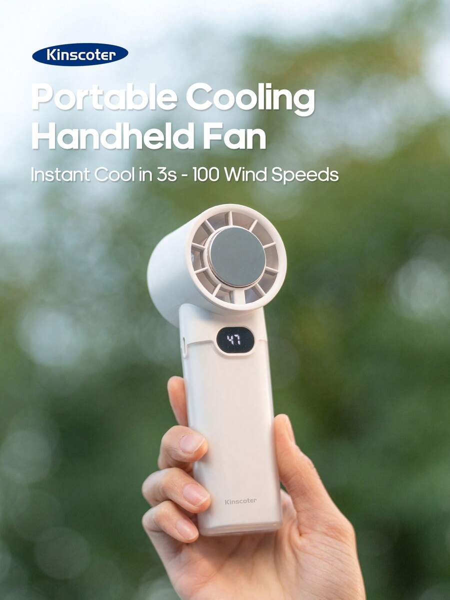 kinscoter 1个3000mAh可充电便携式迷你高速电动手持风扇，100档风速调节，户外露营旅行空气冷却器 - 手持 - 查看 1