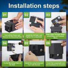 CANMEIJIA 上下照明方形户外防水壁灯，85-265V 照明灯具，铝/塑料可选，IP65/IP33 防护等级，家居装饰室内照明，适用于户外阳台/庭院/花园/楼梯/街道/客厅/卧室/厨房/浴室/走廊 - 方形壁燈 - 查看 6