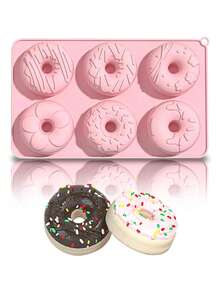 Khuôn silicon màu hồng hình bánh donut - Khuôn nướng bánh donut chống dính, dùng được trong máy rửa chén, lò vi sóng và lò nướng, thích hợp để làm bánh donut, bánh ngọt, bánh quy, bánh mì tròn. - Nhiều màu - Xem 6