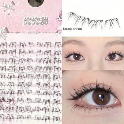 DOUDOUTIAN 80 Clusters New Nile Goddess Lower Lashes, Lazy-Friendly Wild Style, Natural Soft Curl, Realistic Subtle Look, Comfortable Under Lash 5-7mm
