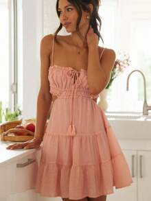 Short Skirt With Straps For Women In Summer 2026 - Pink - View 2