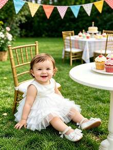 Newborn/Infant Girls' Mary Jane Flats - Newborn Infant Prewalker Shoes Soft Rubber Sole Princess Wedding Christening Crib Shoes - White - View 5