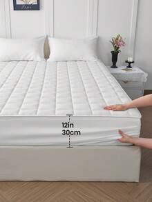 1 pieza Sábana ajustable acolchada impermeable y cómoda, ropa de cama, sábana ajustable, cubierta de colchón, suave y acogedora, protector de colchón hipoalergénico, adecuado para camas Queen, King, Twin, colchoneta y cubierta de colchón suave, a prueba de polvo, lavable a máquina - Blanco - Ver 5