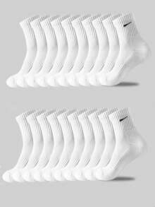 1/5/10/20 Pairs Men's Breathable Casual Mid-Calf Socks, Odor-Resistant & Moisture-Wicking White & Black Socks, Suitable For All Seasons Daily & Office Wear, Size 36-42, Fall Socks - Multicolor - View 7