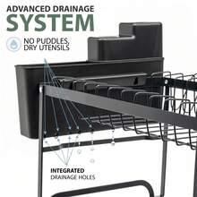Crystals 2 Tier Dish Drying Rack With Drip Tray & Cutlery Holder – Metal Kitchen Plate & Bowl Organizer For Sink Countertop - View 7