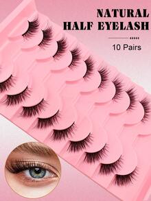 10 Pairs Cat Eye Natural Criss-Cross False Eyelashes With Black Line, Suitable For Daily Wear And Dates, Essential For Makeup - Black - View 4