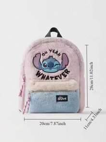 New Fashionable Cute Stitch Backpack Suitable For Travel And Work, Plush Stitch Color-Matched Backpack For Men And Women - Multicolor - View 2