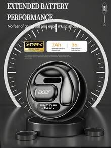 Acer 宏碁 OHR510 开放式无线蓝牙耳机，舒适挂耳式设计，立体环绕声，降噪功能，数字显示屏，大容量长续航充电盒，Type-C 快充，兼容智能手机和平板电脑，情人节和圣诞节推荐礼物 - 查看 9