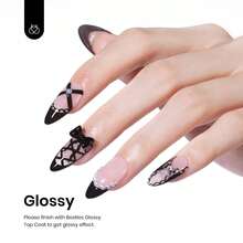 1PCS 15ml Beetles Black Gel Polish, Audrey Black Soak Off UV Gel Nail Polish, Classic Color Nail Art Decoration, Salon & Home DIY Manicure Design For Women - Creme Black - 查看 3