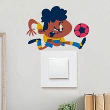 4 PIEZAS Adhesivo de pared con elementos de fútbol, impresión 2D, creativo, autoadhesivo, extraíble, de PVC de doble cara visible, decoración embellecedora para sala de estar, dormitorio, comedor, estudio, baño, puertas, ventanas y vidrio - A - Ver 6