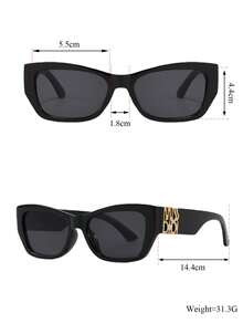 1 pezzo Occhiali da donna dalla forma rettangolare a occhio di gatto, stile vintage e gamba larga, decorati con lettere, eleganti e vintage, in vari colori, adatti per vacanze, strada, stile Y2K, feste hip hop, ideali per fotografia di strada, spiaggia, viaggi, appuntamenti, guida, escursioni e attività all'aperto - Multicolore - Visualizzare 5