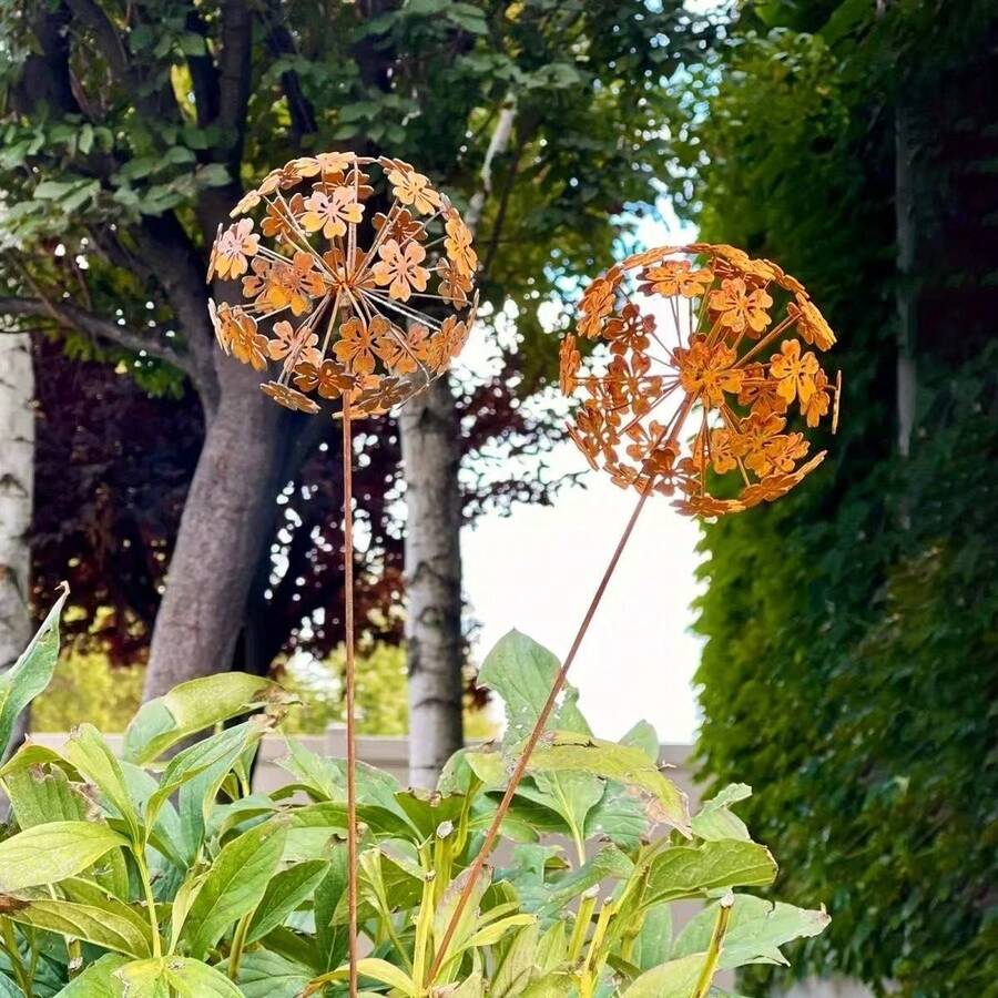 2个复古铁艺花园标牌 | 复古铁艺花园插牌 | 适用于庭院、花园、节日和季节性装饰