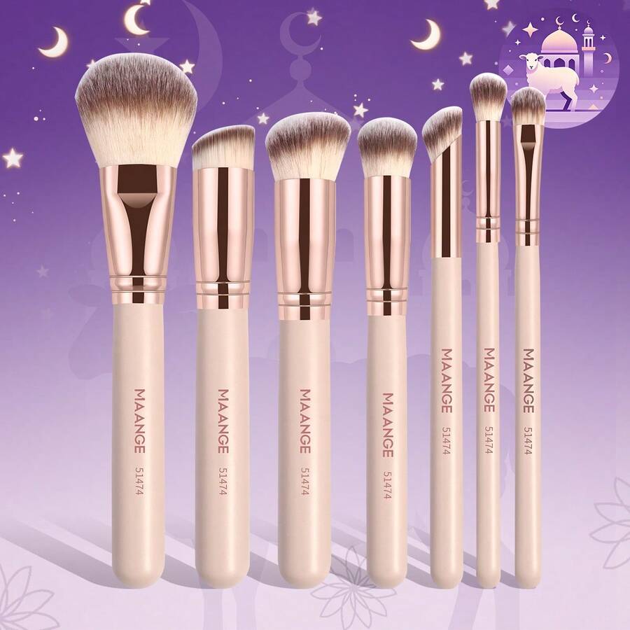 MAANGE Set de 3/7/8/10 piezas de brochas de maquillaje, incluye brochas grandes, medianas y pequeñas para base, brochas para sombras de ojos, brochas anguladas, brochas para contorno y brochas para corrector, así como otras herramientas de maquillaje