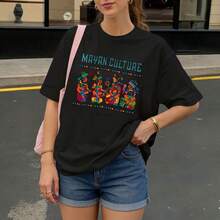 Camiseta negra con estampado de cultura maya y texto Cozumel para uso casual - Negro - Ver 3