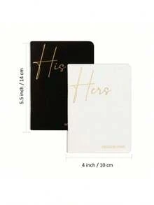 2Pcs Vow Books His And Hers Wedding Vow Books With Gold Foil Lettering Perfect Wedding Ceremony Essential For Wedding Stuff - Timeless Elegance Back To School - Black & White With Gold Foil - View 2