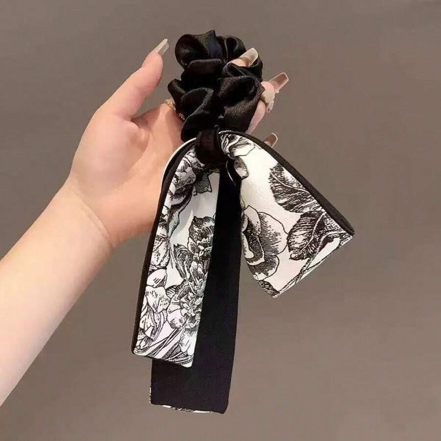 1 chiếc dây buộc tóc satin kiểu scrunchie cho nữ, dây buộc tóc đuôi ngựa thấp kiểu nơ thanh lịch. - Nhiều màu - Xem 1