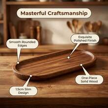 1/2pcs Oval Wooden Tray, Wooden Food Serving Platter, Cheese Board Appetizer Dessert Cake Plate, Reusable Kitchen Decor Tray, Suitable For Home Restaurant Hotel, Perfect For Christmas Halloween Valentine's Day Easter Thanksgiving Wedding Gift - View 9