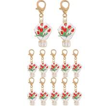 30pcs Red & Pink Flower Keychain Set, Daily Backpack Hanging Decor, Shoe & Boot Accessories, Mother's Day "Mom" Gift, Student Graduation, Wedding, Teacher Gift - Multicolor - View 10