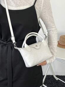 Mini New Colorblock Design Fashion Handbag, Nylon Waterproof Fabric Shoulder Bag, Square Bag And Basket Bag, Suitable For Commuting, Parties And Vacations. - Beige - View 6