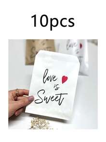 100/60/50/30 chiếc túi giấy Kraft màu nâu, in hình trái tim màu đỏ và dòng chữ "Love Is Sweet", túi quà tặng lãng mạn phù hợp cho Ngày Valentine, kỷ niệm, lễ cưới, tiệc cô dâu, gói quà lãng mạn và các sự kiện ngày lễ. - Nhiều màu - Xem 12