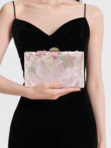 New European And American Fashion Pearl Embroidered Evening Clutch, Suitable For Parties, Galas, Weddings, Random Pattern - Pink - View 7