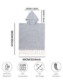 Áo choàng tắm có mũ cho trẻ em, khăn choàng đi biển mùa hè unisex, được làm từ vải mềm mại, thoáng khí, nhanh khô, nhẹ, quà tặng dễ thương cho trẻ em dưới 100cm. - Nhiều màu - Xem 8