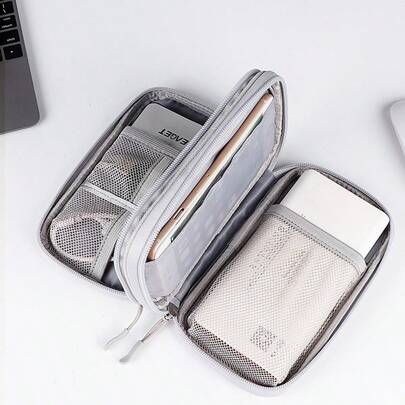 1 túi đựng đồ du lịch chống thấm nước, túi đa năng đựng son môi, cọ trang điểm, sạc điện thoại, tai nghe, v.v., kiểu dáng cơ bản màu trơn, có tùy chọn hai lớp và một lớp.
