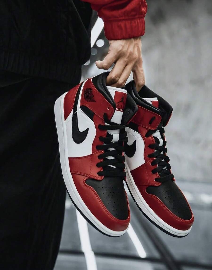 Nike Air Jordan Retro 1 Mid SE Black White Red Casual Shoes Men's HV4091-006 | Comfortable - 紅白色 - 查看 1