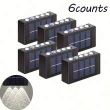 2/4/6/8 piezas Luces de pared solares de alta eficiencia, iluminación con sensor automático, luces LED rectangulares IP44 para exteriores, iluminación de paisaje para patio y pared exterior - 10 LED - Ver 14