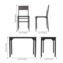 Dining Table And Chairs Set 4, Rectangle Breakfast Kitchen Table And 4 Chairs With Mental Frame For Kitchen Restaurant Home Bar, Rustic Brown/ Grey - Brown - View 11