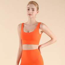 New One-Piece V-Neck Backless Wide-Strap Sports Bra For Women, Suitable For Yoga, Beautiful Back, Dance, And Pilates - Grey - View 7