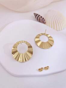 New Asymmetrical Round Circle Geometric For Women Girls, Jewelry | Summer Boho Beach Jewelry Unique Design Earrings For Daily (1-12Pairs) - Gold - View 5