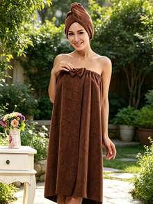1 Bộ Khăn Tắm + Mũ Tắm, Bộ Đồ Dùng Phòng Tắm, Khăn Tắm Sợi Siêu Mềm, Mũ Sấy Tóc Màu Tím, Bộ Mũ Tam Giác, Bộ Khăn Tắm, Bộ Áo Choàng Tắm Sợi Siêu Mềm - Nhiều màu - Xem 17