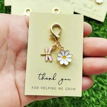 Set de 7 llaveros con libélulas y margaritas, con tarjetas de agradecimiento, regalo perfecto para cumpleaños, San Valentín, graduación, Navidad y vuelta al colegio - Multicolor - Ver 5