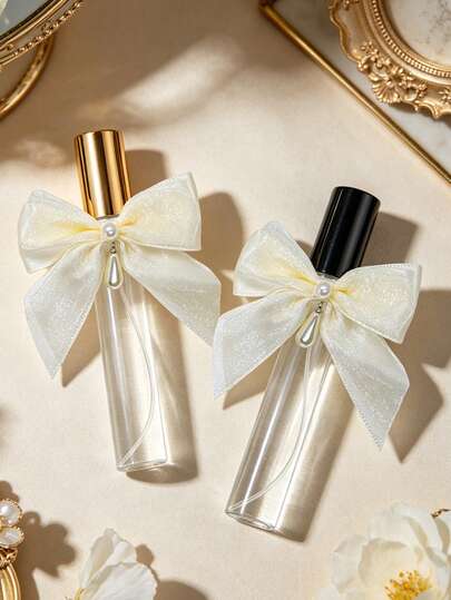 Perfume Spray Bottle With Elegant Pearl Bow, Clear Glass Perfume Sample Vials, Essential Oils Spray Bottle,Perfume Party Favors, Empty Bottle, Face Spray,Moisturizing Bottle,Travel Size Cosmetic Containers,Gifts For Your Lover, Girlfriend, Bride, Bridesmaid, Mother,Unique Engagement Gifts, Bridal Gifts, Holiday Gifts, Anniversary Gifts, Mother's Day Gifts, Birthday Gifts
