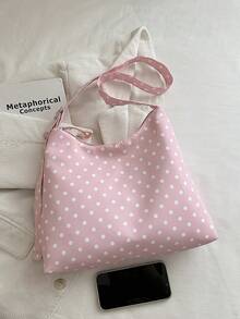 Spring New Arrival Niche Design Casual Women Large Capacity Tote Bag, College Student Shoulder Bag - Pink - View 8