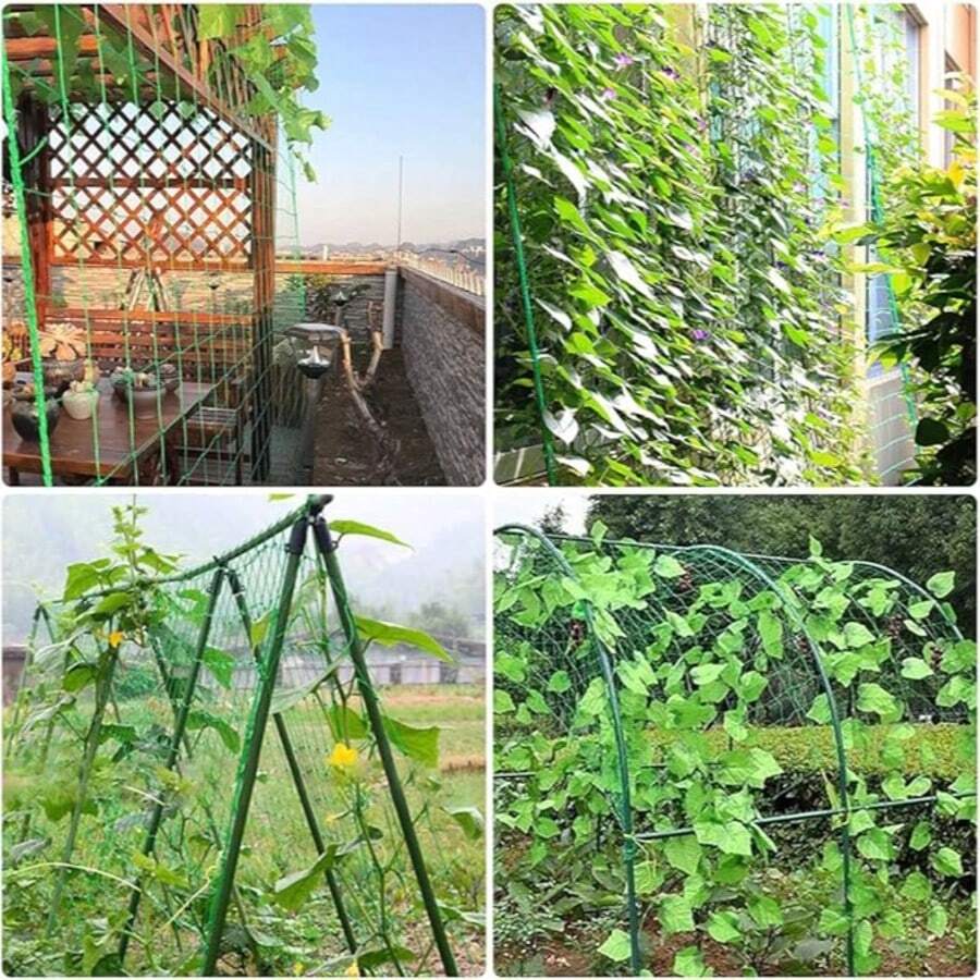 重型园艺支架网,适用于黄瓜、藤蔓、水果和蔬菜(如番茄)植物,带植物夹的攀援植物支架,适用于庭院和花园,是黄瓜、番茄、蔬菜、水果、四季豆和其他户外攀援植物的园艺用品,重型园艺网带植物夹,黄瓜和番茄植物网,水果和蔬菜种植网,植物架,高架花坛,户外植物架 - 彩色 - 查看 1