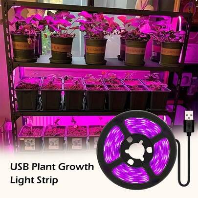 1 pieza Luz de crecimiento de plantas LED con luz púrpura. Alimentada por interfaz USB. Adecuada para estantes de plantas de interior, frutas y verduras hidropónicas, verdor de escritorio, flores y varias plantas de interior en maceta. Tira de luz complementaria para plantas (debe mantenerse alejada del agua).