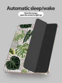 1个植物叶子图案平板电脑保护套，适用于iPad 7/8/9平板电脑，2022款Apple Air 5/4/3第九代10.2英寸三折平板电脑Pro 11英寸平板电脑iPad 11（A16 2025）支架第十代保护套 - 彩色 - 查看 3