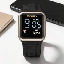 ZOEA Sports Smartwatch With Breathable Perforated Strap + Square Touchscreen + Fitness Style + Daily/Sport Use + Smartwatch - 黑色 - 查看 1