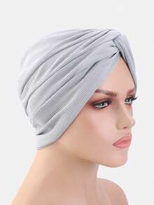 1 chiếc khăn trùm đầu kẻ sọc chéo mới dành cho nữ, kiểu khăn xếp, thích hợp sử dụng hàng ngày. - nhiều màu - Xem 8