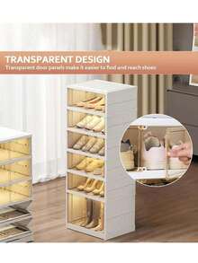 3/6/9-Layer Foldable Shoe Rack Suitable For Wardrobe Entrance. Stackable Transparent Shoe Storage Box With Lid. Large Shoe Rack With Door Height. Plastic Storage Cabinet Easy To Assemble - View 8