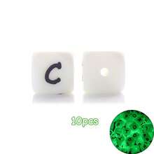 10/26 hạt chữ cái silicon phát sáng trong bóng tối, hạt chữ cái hình lập phương màu trắng từ A đến Z, phát quang trong bóng tối, dùng để tự làm vòng tay, vòng cổ, mặt dây chuyền ba lô và các dự án thủ công khác. - Nhiều màu - Xem 24