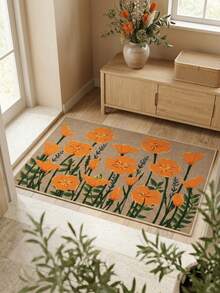 1pc Rug/Carpet/Bath Mat/Door Mat, American Luxury Classical - Floral Painting Pastoral Style Welcome Mat, Suitable For Bathroom, Kitchen, Entrance, Hallway, Bedside, Living Room, Bedroom, Machine Washable Soft Floor Mat, Aesthetic Home Decor - P - View 4