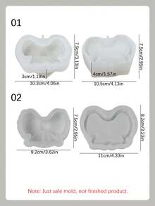 1 Set Bowknot Shaped Silicone Mold, DIY Creative Butterfly Jewelry Box Plaster Mold, Home Decor/Gift Figurine Epoxy Resin Casting Mold, Handcraft Making Mold, Art Decorative Plaster Mold - White - View 3