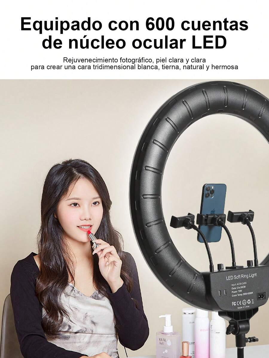 LED Ring Light For Live Streaming And Videos, Professional Ring Light Lighting With Remote Control, For Makeup, Photography And Digital Content. Compact And Portable LED Ring Light For Creators And Beauty Lovers - A - View 1