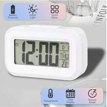 1 chiếc đồng hồ báo thức kỹ thuật số đa chức năng, quà tặng để bàn kiêm điểm danh văn phòng, có đèn ngủ, hiển thị nhiệt độ, lịch, hẹn giờ, màn hình LED, di động, chạy bằng pin (không bao gồm pin) - 1PC - Xem 10