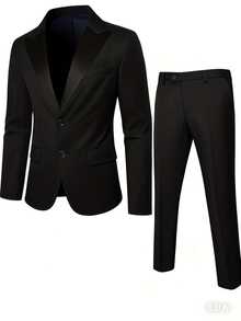 Men's Premium New Style Jacket And Pants 2 Pieces Suit, Suitable For Weddings, Parties, Graduation Ceremonies And Business Gatherings - Black - View 3