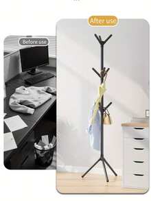 1pc Floor-Standing Coat Rack, Bedroom Easy Combination Hanging Coat Rack, Bedroom Vertical Coat Racks For Clothes, Suits, Hats, Bags, Tie, Belt(Black)-9 Hooks - View 10