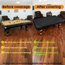 1pc Billiard Table Cover - Available In 3 Sizes (Black), Foldable And Storable, Made Of High-Quality 300D Oxford Fabric, Durable And Sturdy, Bottom Drawstring For Adjustable Size; Made Of Premium Fabric, Soft And Durable, Dustproof And Waterproof, Easily Resists Dust, Oil And Daily Wear, Suitable For Billiard Table, Large Billiard Table, American Billiard Table, Snooker Table, 8ft Billiard Table (Cover Only) - Black - View 6